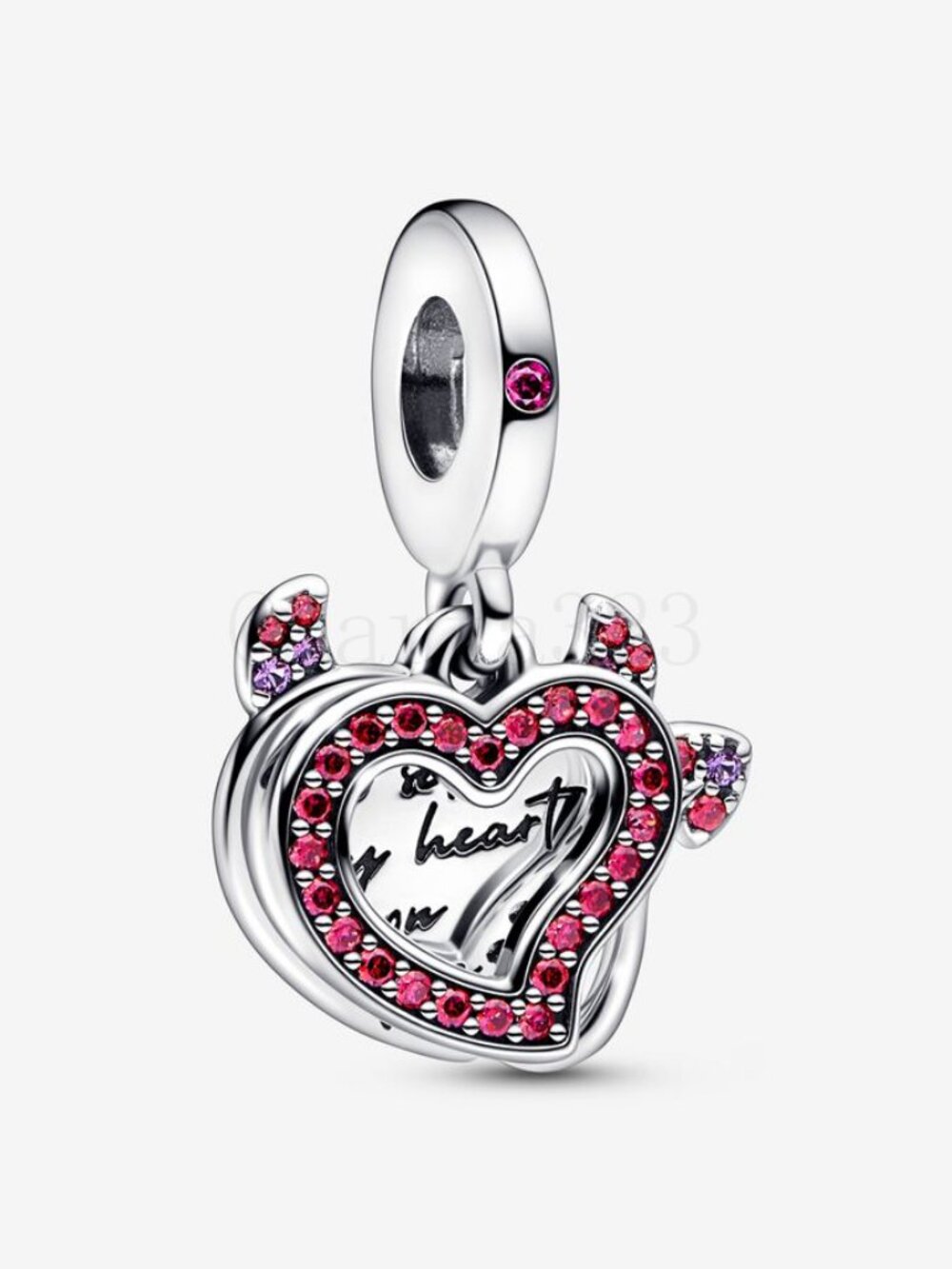 Pandora Devil Heart Double Dangle Charm